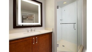 Bathtub, hair dryer, towels, soap
