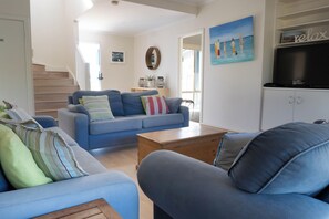 Smart TV, DVD player, books, video library