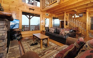 TV, fireplace, DVD player, foosball