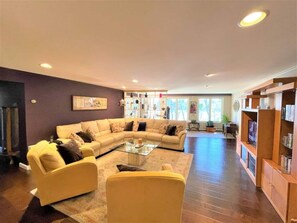 TV, fireplace, DVD player, books