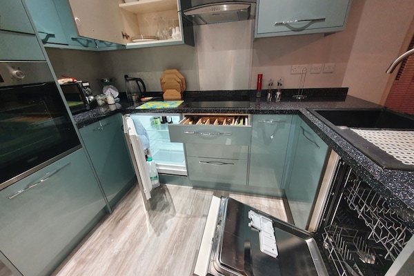 Kühlschrank, Mikrowelle, Ofen, Herdplatte