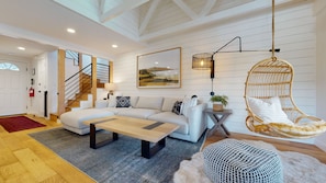 Smart TV, fireplace, table tennis, books