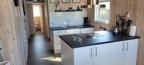 Fridge, dishwasher, coffee/tea maker, electric kettle