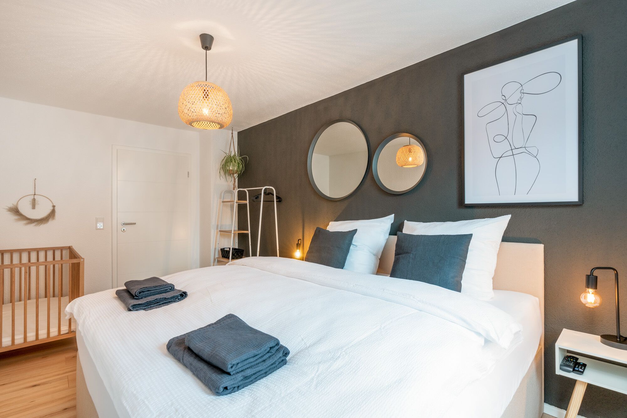 2 bedrooms, iron/ironing board, travel crib, free WiFi