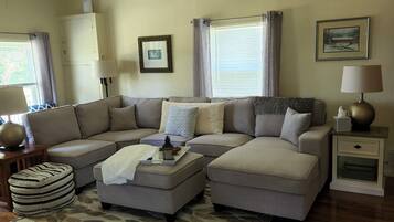 TV connectée, cheminée, livres