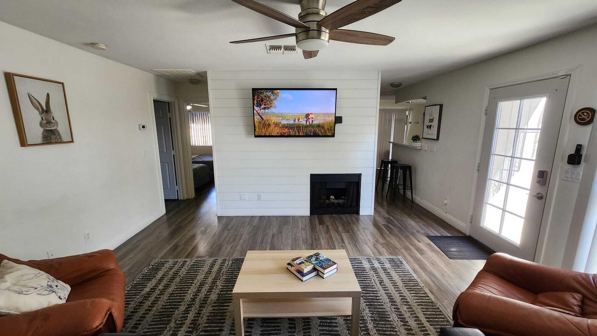 Smart-TV, Kamin, Bücher