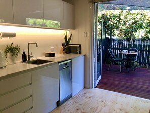 Fridge, microwave, oven, dishwasher