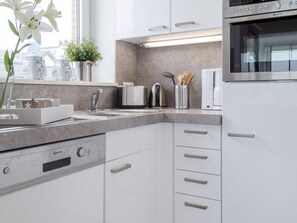 Fridge, microwave, oven, dishwasher