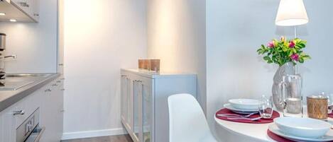 Fridge, electric kettle, toaster