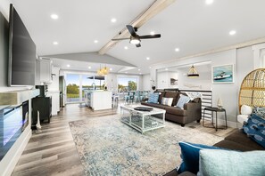 Chalet, 4 Bedrooms, Balcony, Ocean View | Living area - Cozy and Modern Oceanview Cottage With hot Tub (Cormierville)