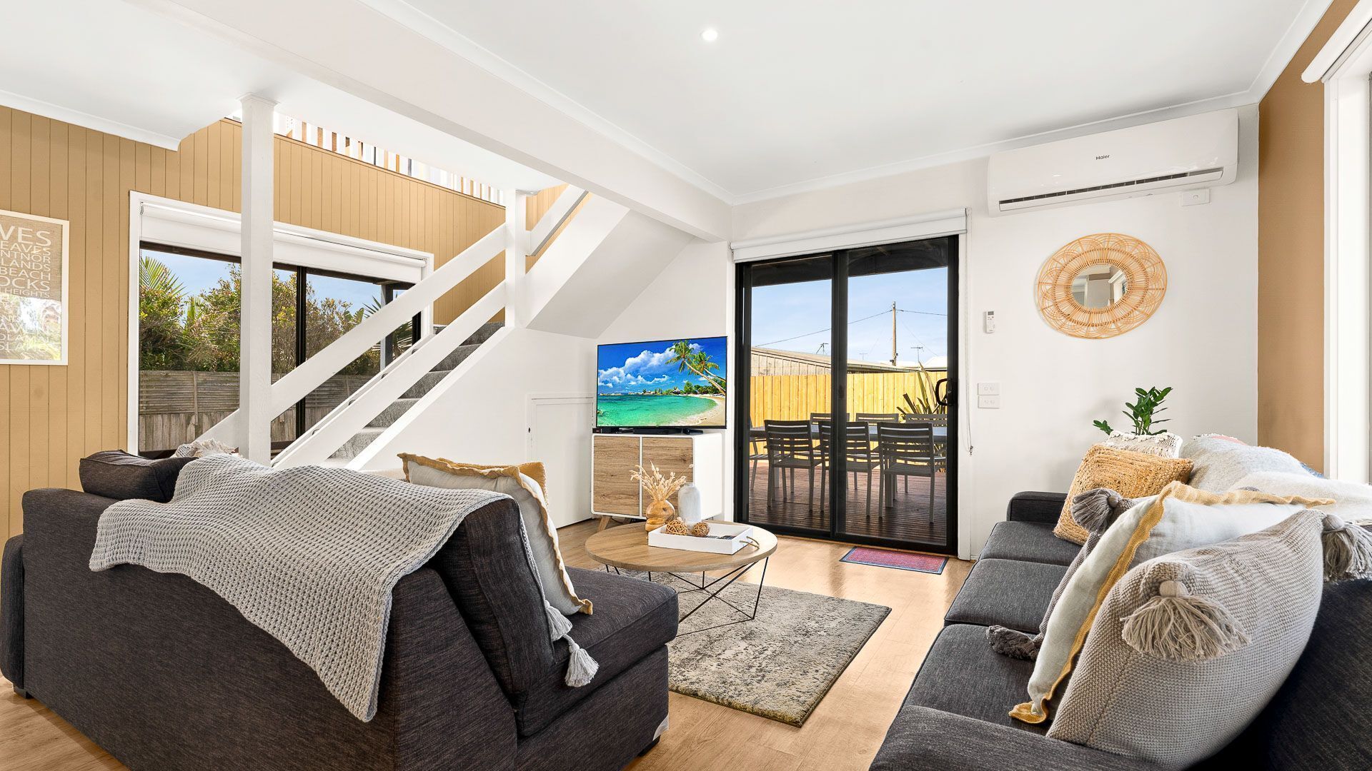 TV, DVD player, ping pong, books