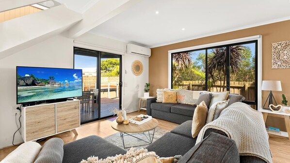 TV, DVD player, table tennis, books