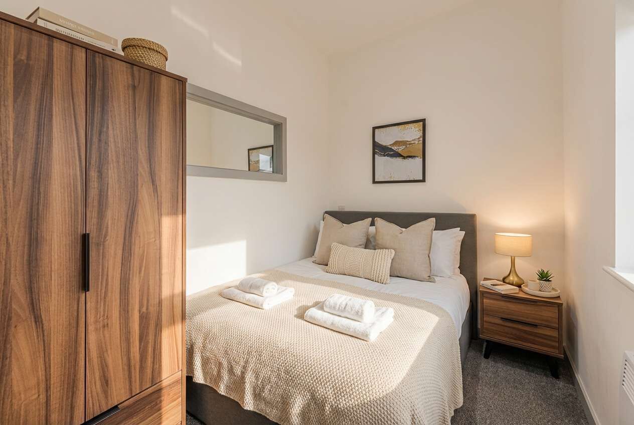 1 dormitorio, escritorio, tabla de planchar con plancha y wifi