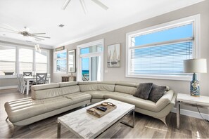 TV, fireplace, video library