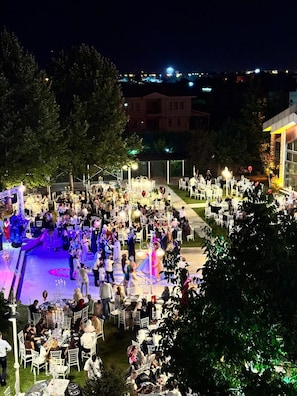 Outdoor banquet area