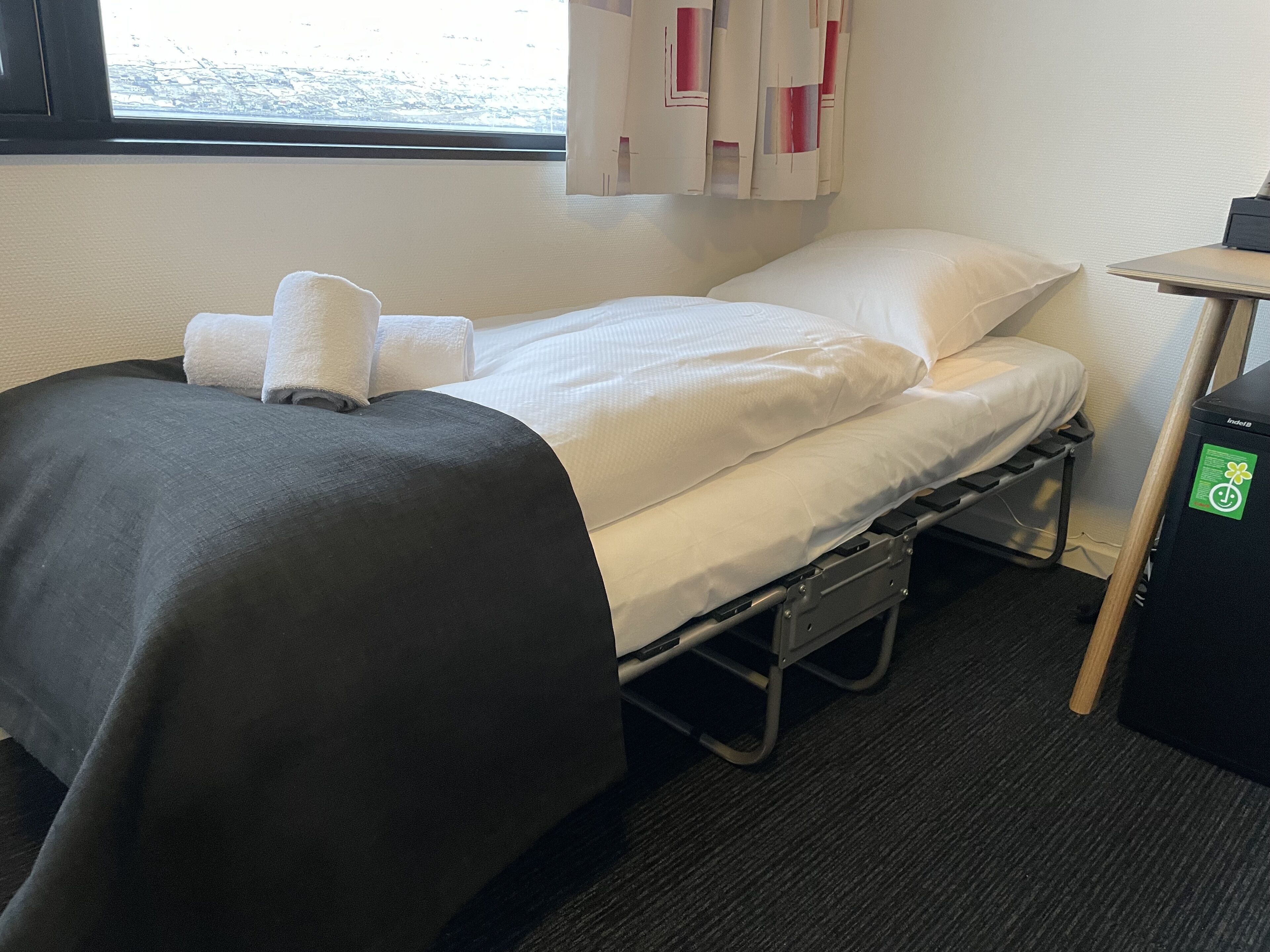 hypo-allergenic bedding, desk, laptop workspace, free wifi