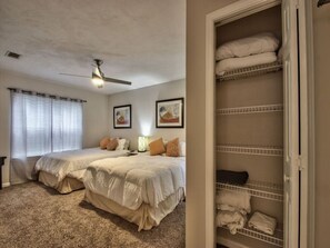 3 bedrooms, desk, iron/ironing board, travel cot