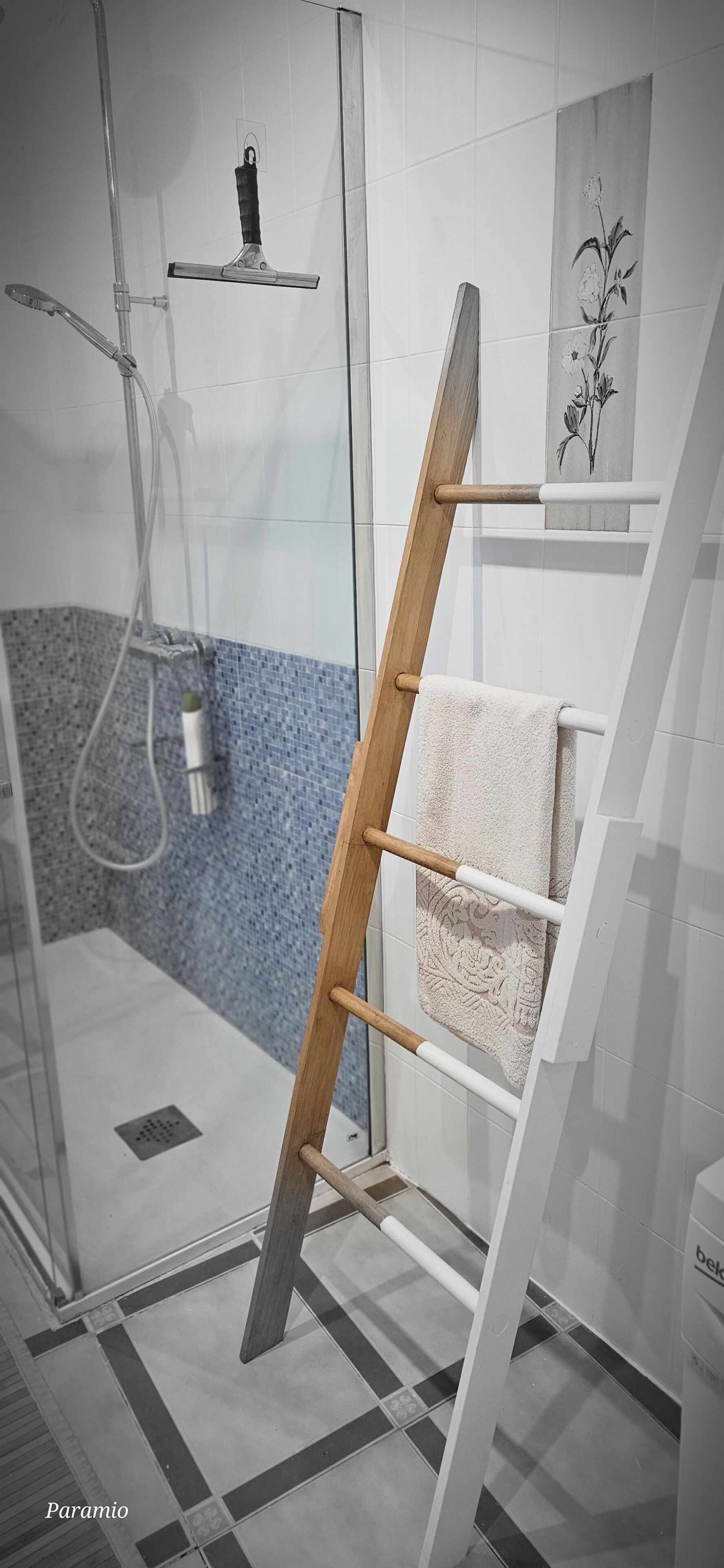 Bathtub, hair dryer, towels, soap