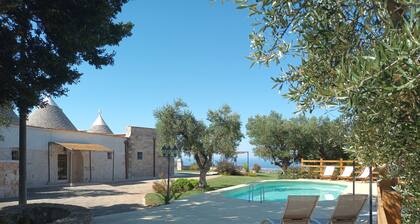Panoramic trulli for 7 people in the hills with exclusive swimming pool 8 km from the sea