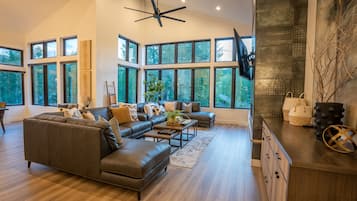 Smart TV, fireplace, video games, ping pong