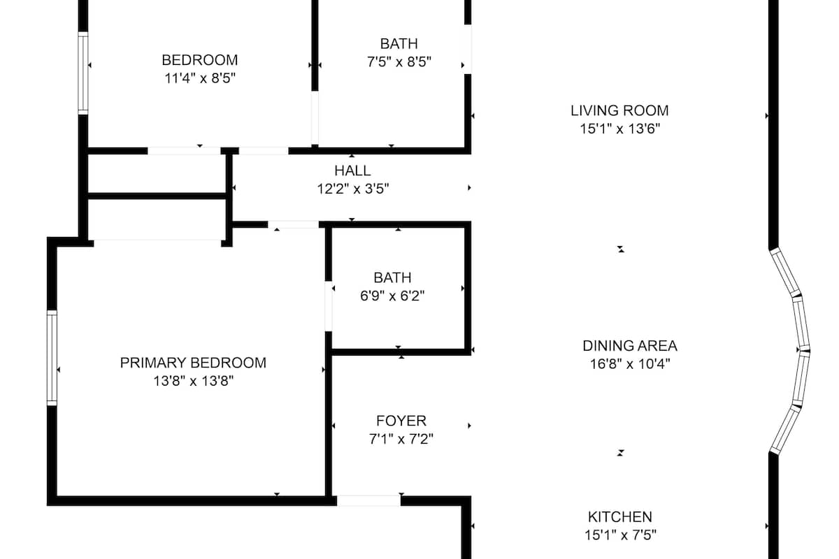 Junior penthouse, 2 slaapkamers, uitzicht op stad | Grondplan