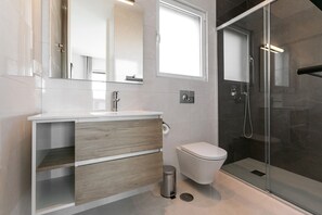 Hair dryer, towels, toilet paper