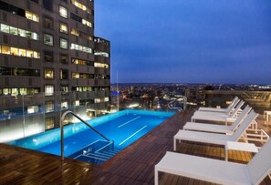 An infinity pool, a heated pool