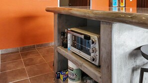 Toaster oven tucked under the counter in Curiel's Retreat - Las Brisas: Main-Level 3BR, Private Terrace, Heated Pool, Walk to Malecón (Puerto Vallarta)