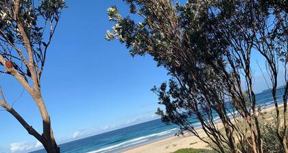 Immaculate designer house-sweeping views over iconic Blueys Beach 3min walk away