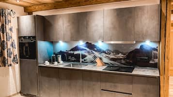 Fridge, oven, dishwasher, high chair