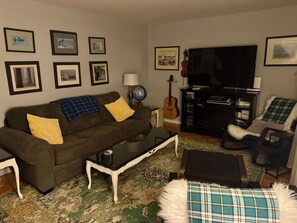 Una Smart TV, una chimenea, videojuegos, un reproductor de DVD