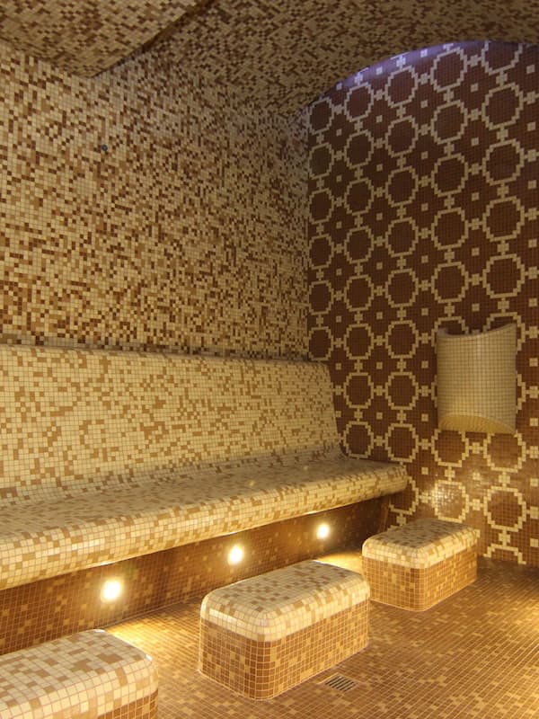 Sauna, tina de hidromasaje, baño de vapor y aromaterapia