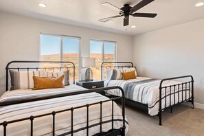 5 bedrooms, desk, iron/ironing board, travel cot