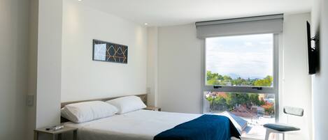 1 sovrum, värdeförvaringsskåp på rummet och mörkläggningsgardiner