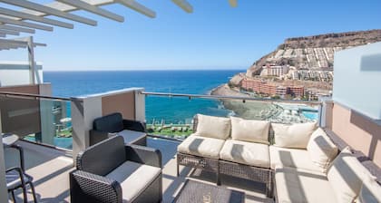 Luxurious penthouse with pool, panoramic view and gym.