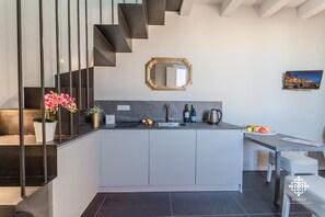 Fridge, electric kettle