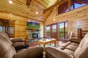 Smart TV, fireplace, video games, foosball