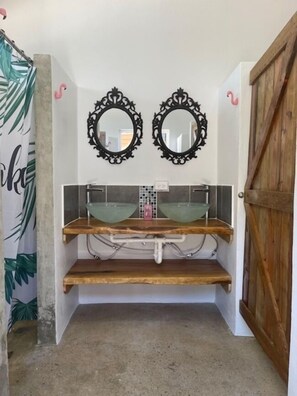 Basic Shared Dormitory Female | Bathroom | Shower, hair dryer, soap, toilet paper