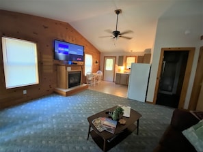 Smart TV, chimenea y reproductor de DVD