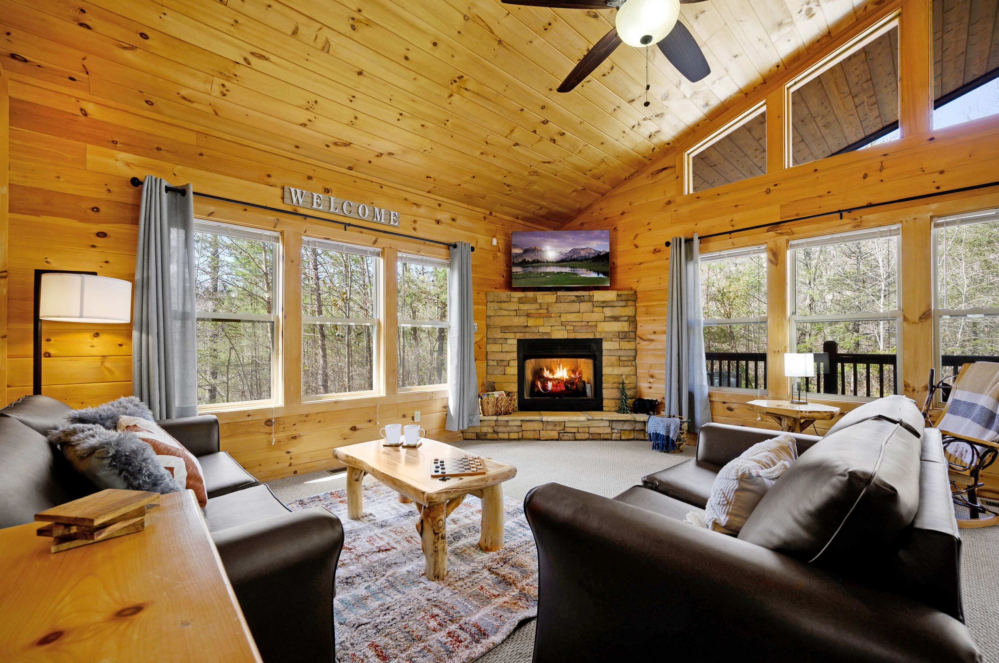 Smart TV, fireplace, video games