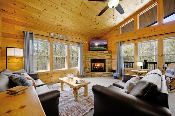 Smart TV, fireplace, video games