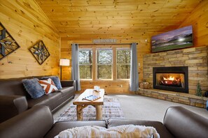 Smart TV, fireplace, video games