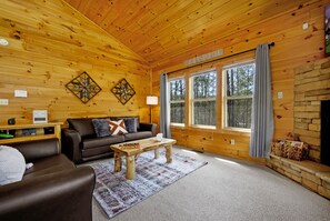 Smart TV, fireplace, video games