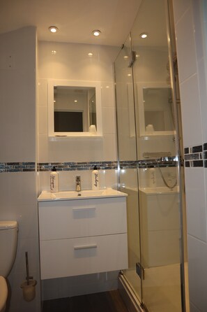 Habitación doble Confort, 1 habitación | Baño | Regadera, amenidades de baño gratuitas, secadora de cabello, toallas 