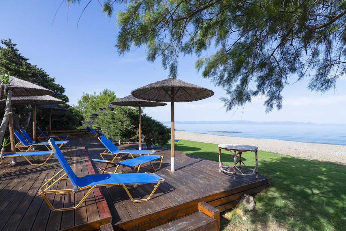 Maison Familiale, plusieurs chambres, vue mer (Analipsi Villas Beach Front 2) | Terrasse/Patio