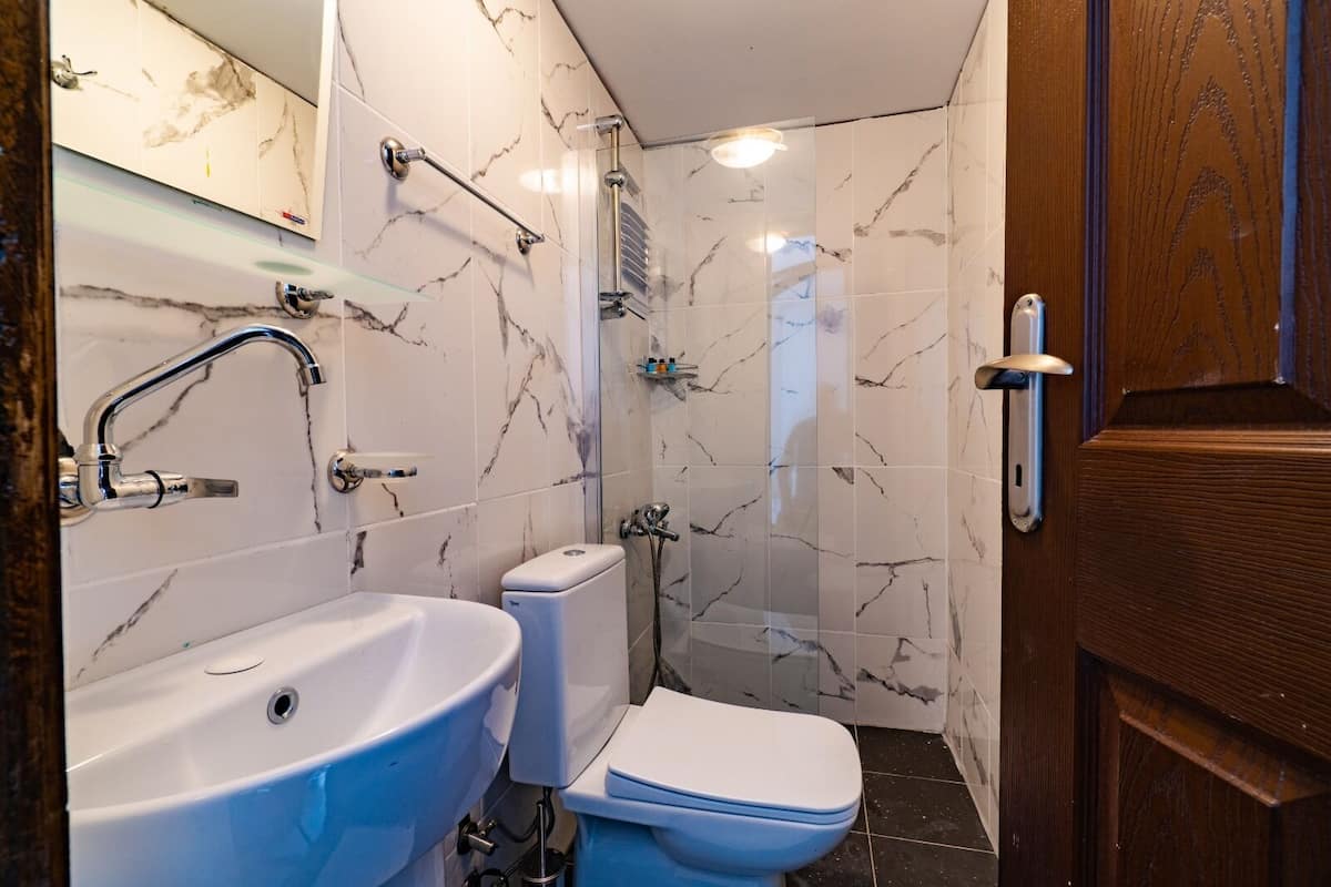 Deluxe Dört Kişilik Oda | Banyo | Duş, havlu, sabun, şampuan