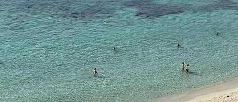 On the beach, beach towels