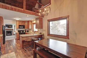 Fridge, microwave, oven, stovetop - Aspen Acre – Hot tub, wraparound deck, fireplaces & modern mountain charm! (Lead)