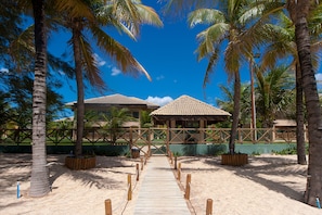 On the beach, white sand, beach towels