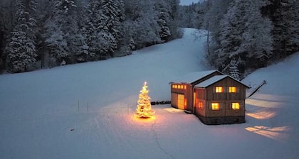 Modern vacation hut in a quiet, secluded location at the foot of the Hirschberg, with terrace